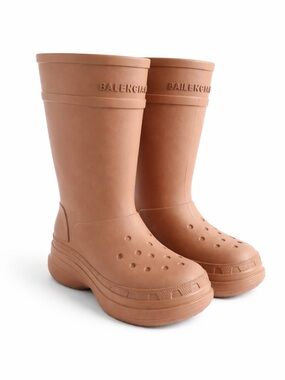 Balenciaga x crocs rain boots size 38 women’s US  size 7-7.5 tan, taupe
